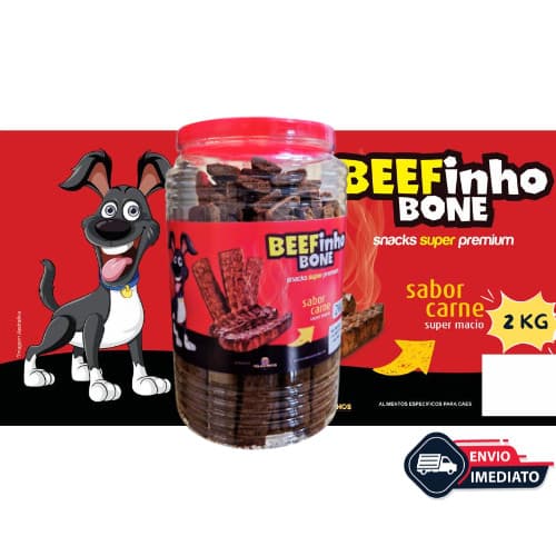 Bifinho BEEFinho Bone 2 KG Petiscos Cães Cachorro Pet Premium - CARNE
