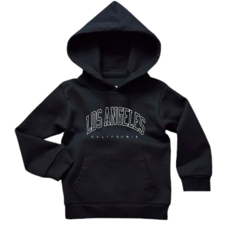 Moletom infantil Estampado Pelúciado Los Angeles Califórnia Blusa Com Capuz Algodão Canguru