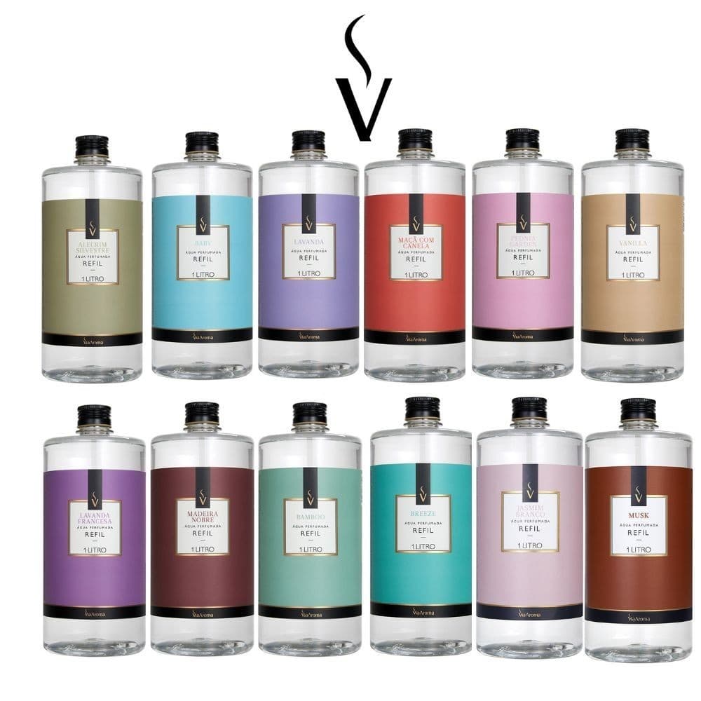 Água Perfumada Via Aroma 1L Refil – Aromatizador de Roupas e Lençóis