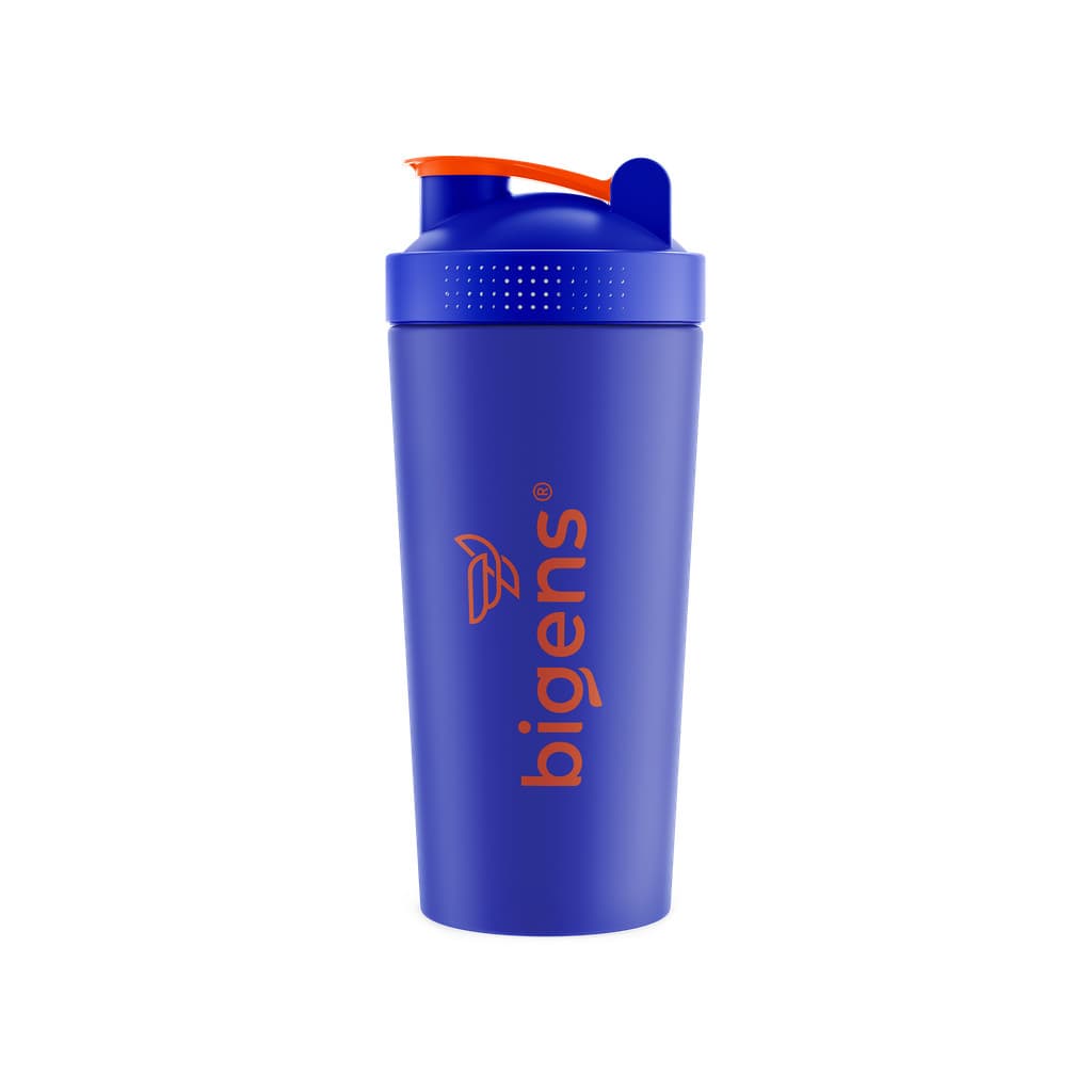 Coqueteleira Fitness Bigens 600 mL – Shaker Azul , Mistura Rápida de Suplementos