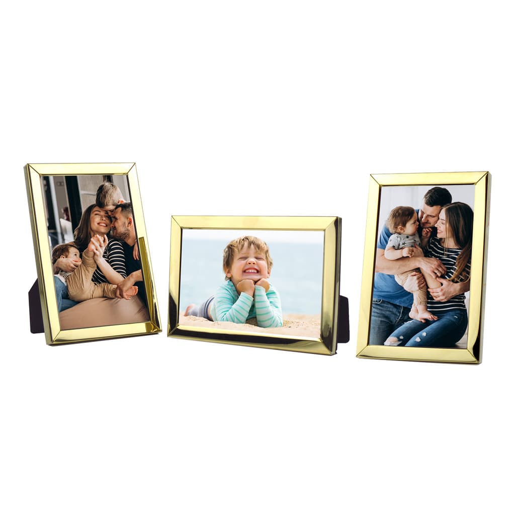 Kit 3 Porta Retratos 10x15 Dourado Moderno Minimalista
