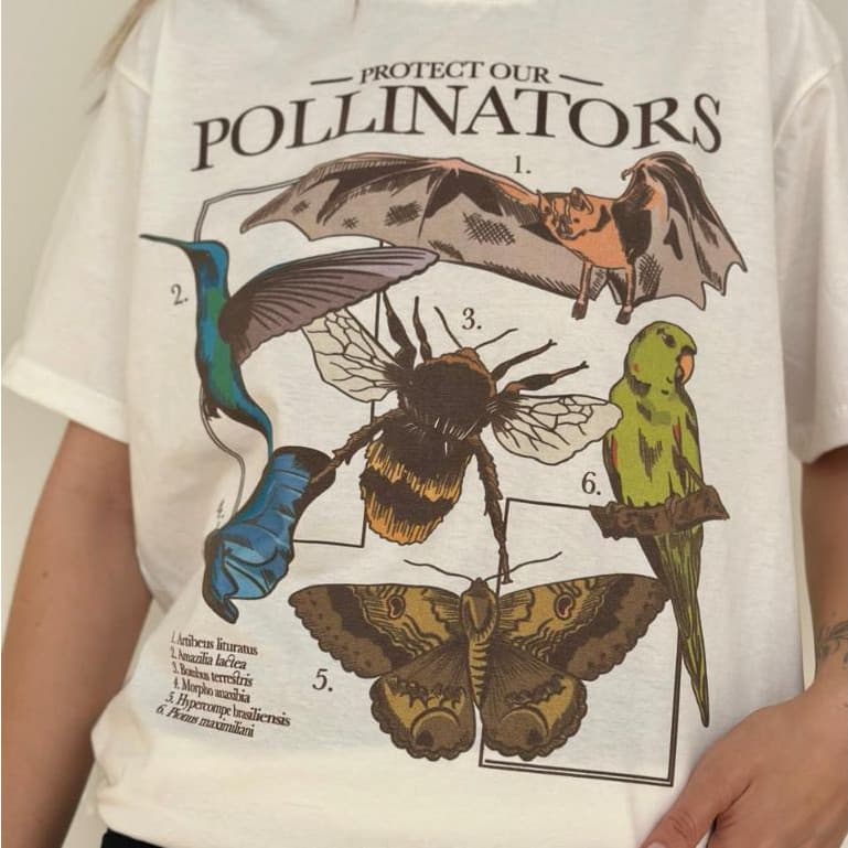 Camiseta Feminina Estampada Proteja os Polinizadores Envio Rapido