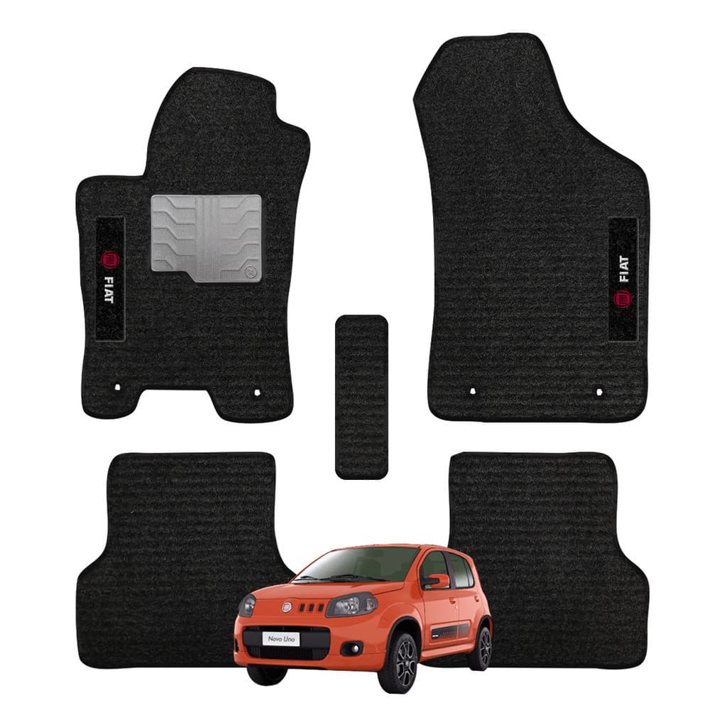 Kit de tapetes 5 peças específico Uno Vivace 2014 15 16 ... 19 20 2021 Carpete Preto