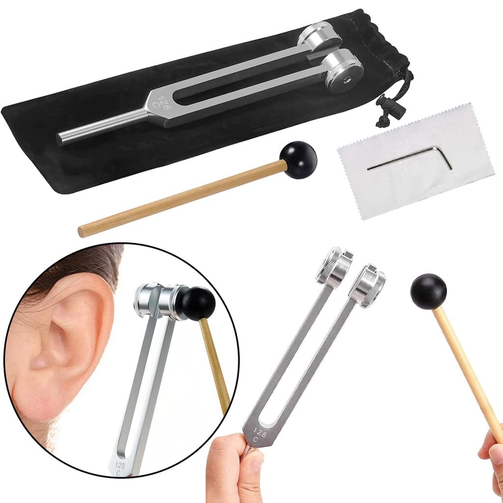 Conjunto De Diapasão De Liga De Alumínio De 128 Hz (Com Capa De Lã + Martelo + Acessórios) , Bioacústico Ponderado Não M