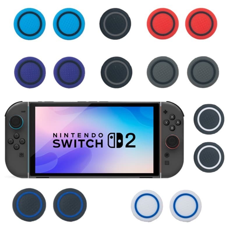 Par de Grip borracha Protetora de Silicone para Analógicos de Controles de Switch 2