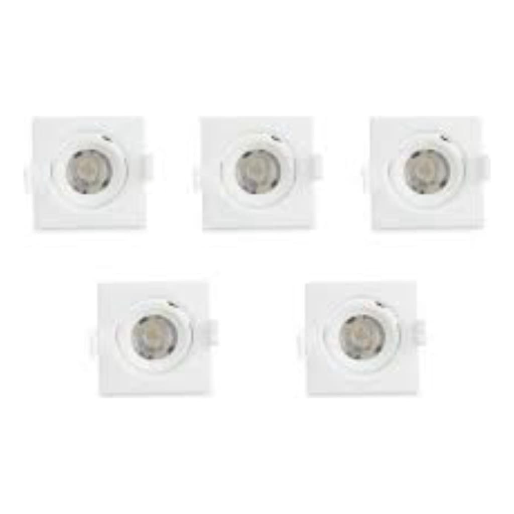 6 Luminária Spot Led Quadrado 5w 9x9cm 6500w Branco Frio