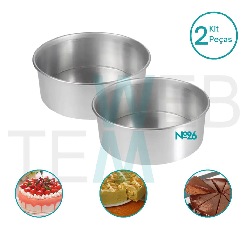 Kit 2 Formas de Bolo Redonda Alta 10x26cm de Alumínio Sustentável para Bolos