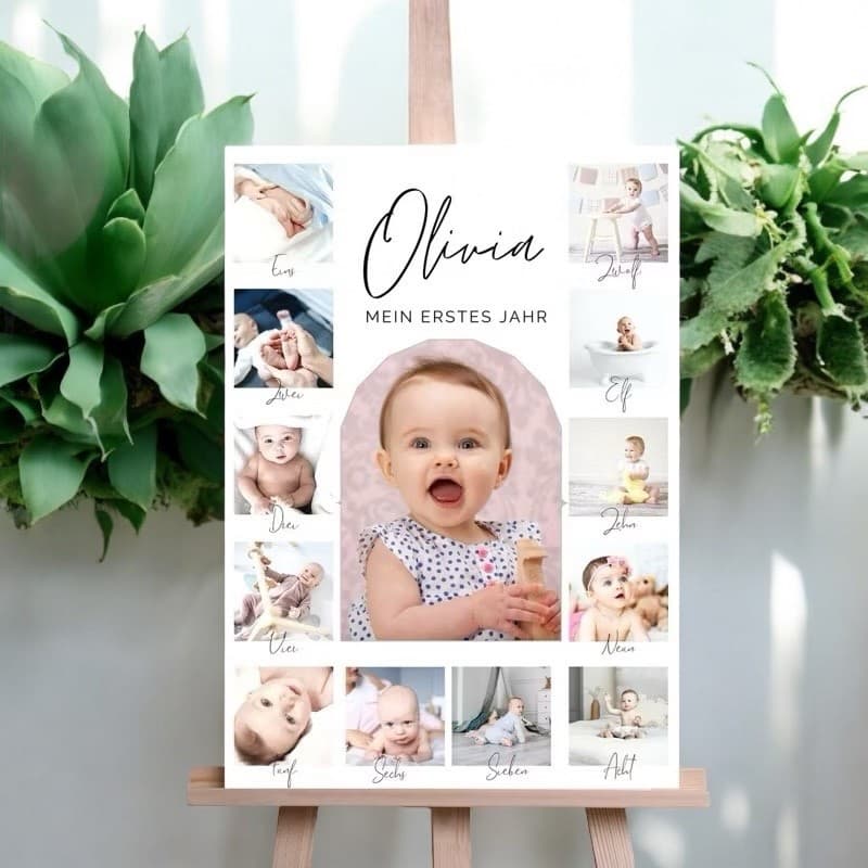 Quadro Recepção Festa Aniversário Infantil Bebê Meu Primeiro Ano Personalizado Sua Foto Aqui