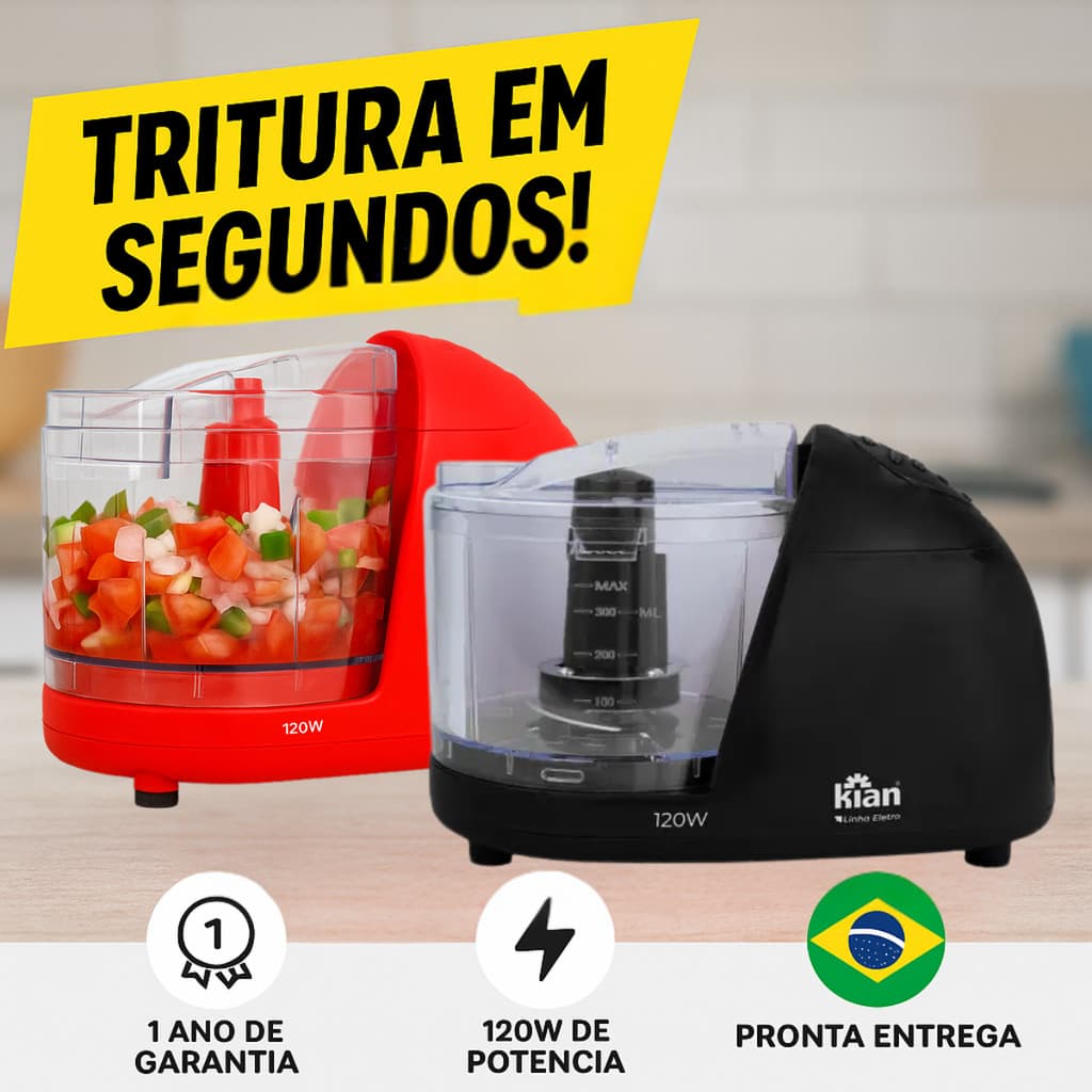 Mini Processador de Alimentos 120W 127V ou 220V Compacto e Potente