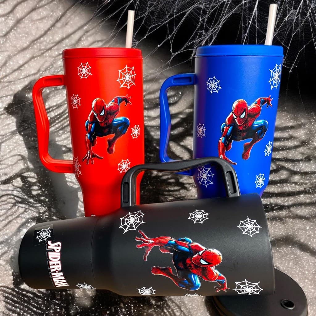 Copo com Canudo Homem Aranha 1200ml Em Policarbonato + Brinde