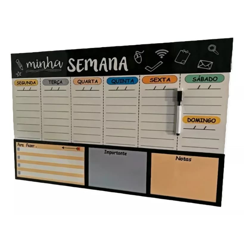 Quadro de planejamento mensal e semanal planner quadro de tarefas com apagador e imã