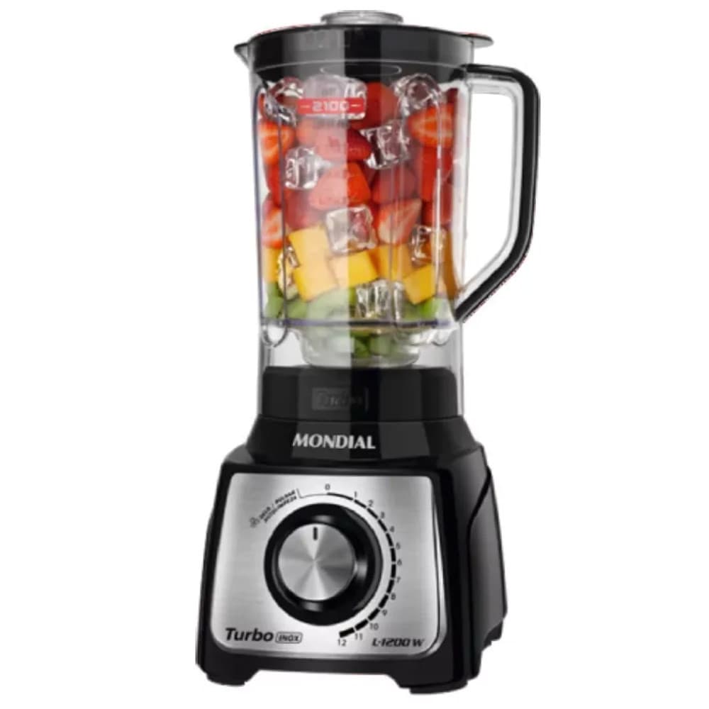 Liquidificador Mondial Turbo 1200w 3L Inox L-1200 Preto