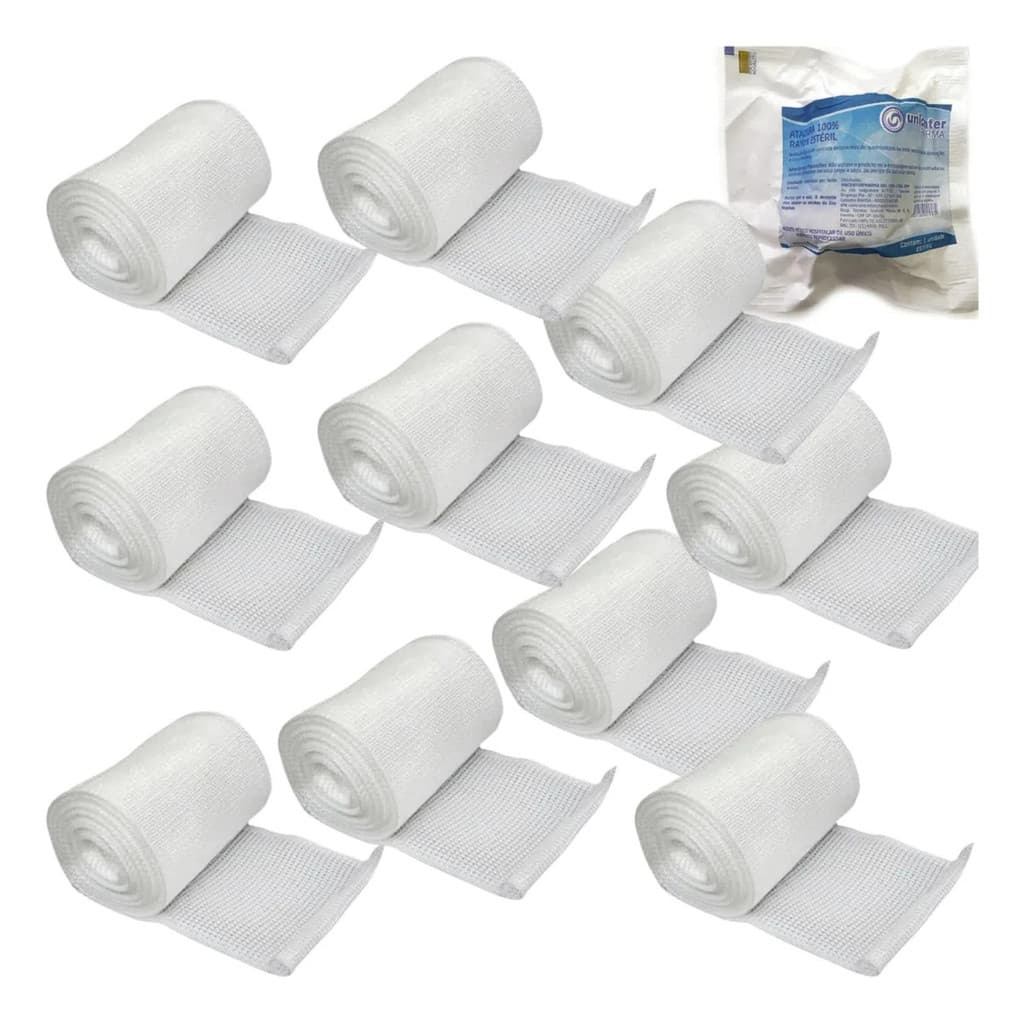 Kit 10 Ataduras Faixa Curativo Para Feridas Lesao Queimadura