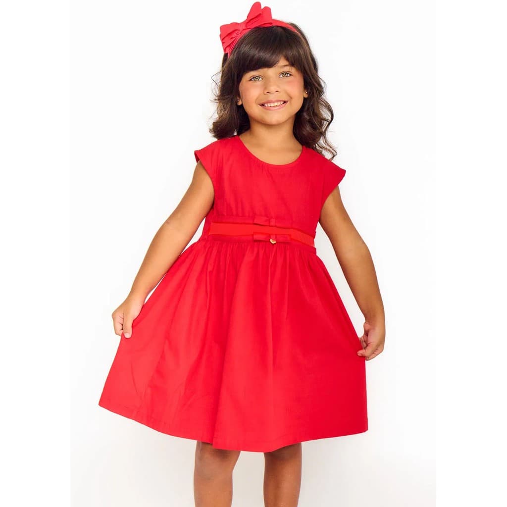 Vestido Infantil Alphabeto Original Floratta - Tam 2 a 12 anos - Vermelho
