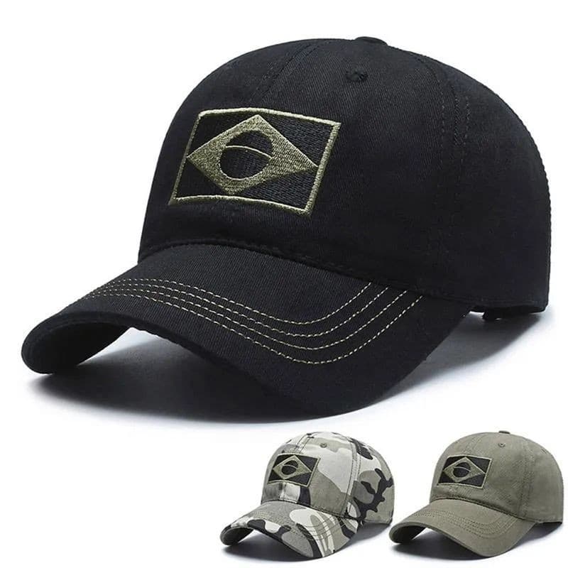 Nova Camuflagem Masculina Boné de Beisebol Bordado com Bandeira do Brasil para Esportes e Caça