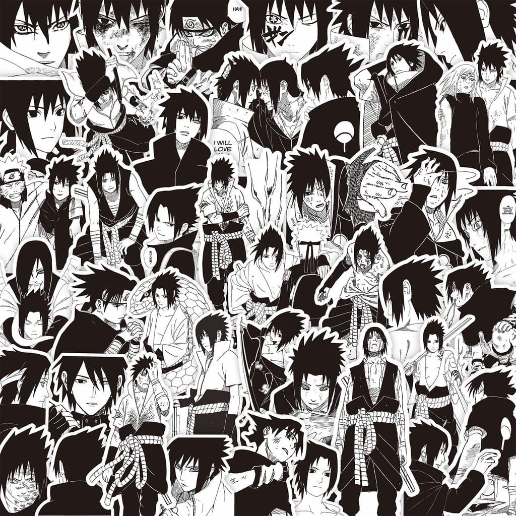 Pacote De Adesivos Sasuke Uchiha De 70 Unidades-Decalques De Anime Naruto Para Laptops , Telefones E Diários