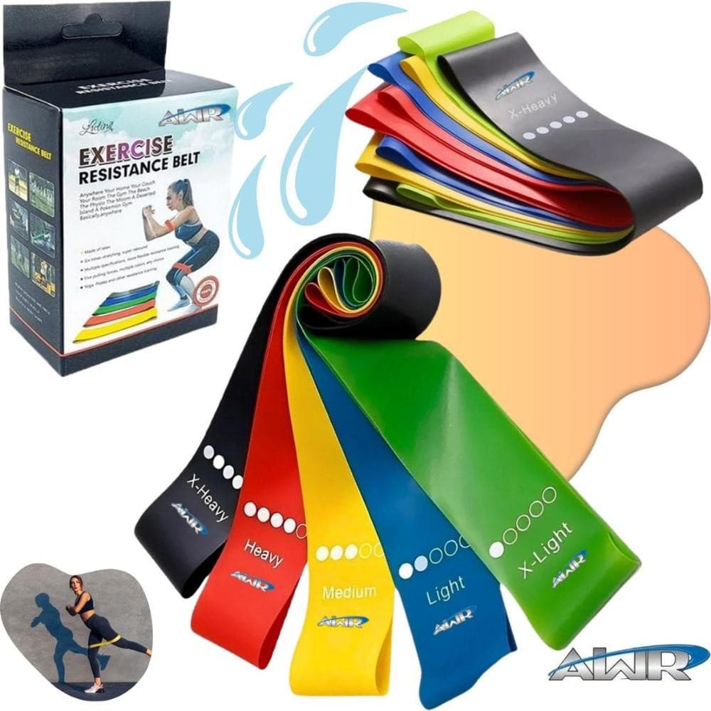 Kit 5 Faixas Elásticas Mini Band  Resistência Variada para Yoga, Fisioterapia, Treino Funcional