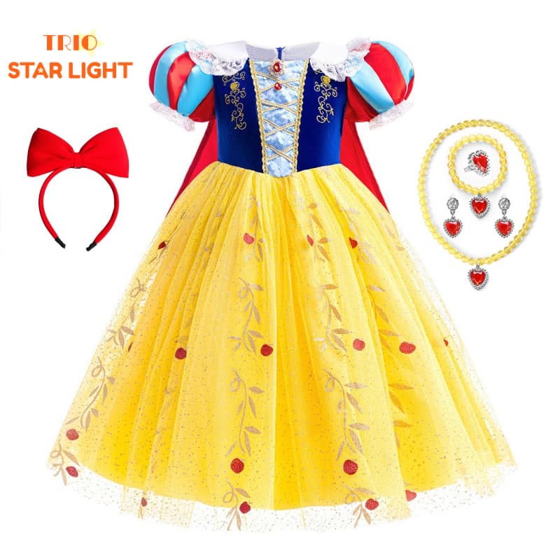Crianças Cosplay Trajes Brancos De Neve , Festa De Aniversário De Meninas Vestidos Halloween Branca Vestir-Se , Show De