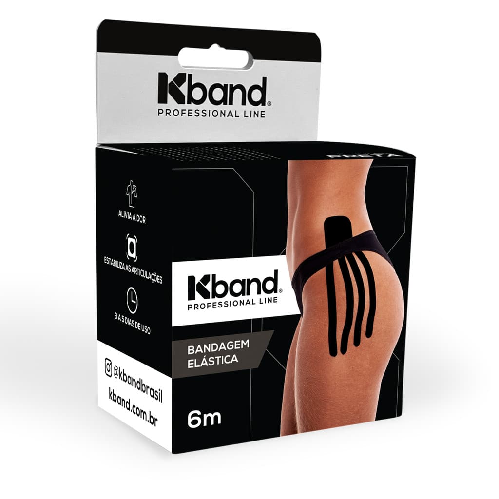 Bandagem Elástica Adesiva Kband 5.0cm x 6m, Preto