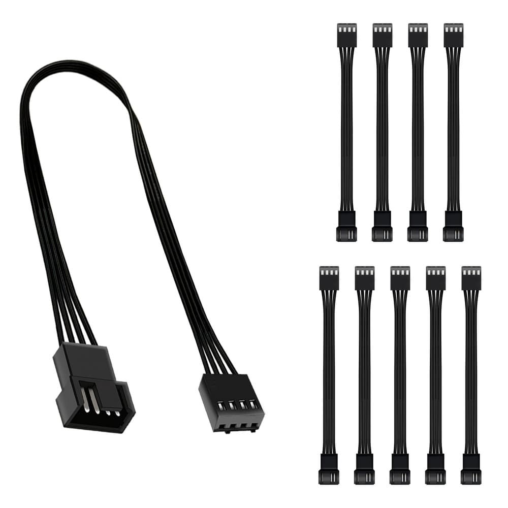 Kit 10 Cabo Extensor Cooler Fan 3 Ou 4 Pinos Pwm 25Cm Para Ventoinha De Computador