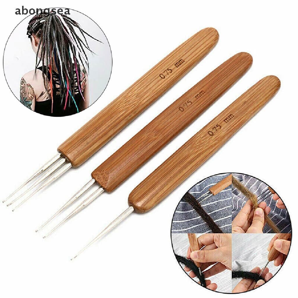 [abongsea] 3pcs/lot Double Head Dreadlock Crochê Agulha Extensões De Cabelo Ferramenta De Tecelagem