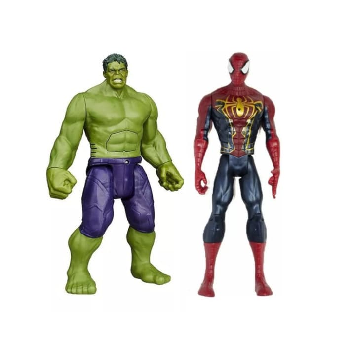 Kit 2 Bonecos Hulk E Homem Aranha 30 Cm Com Led E Som Marvel