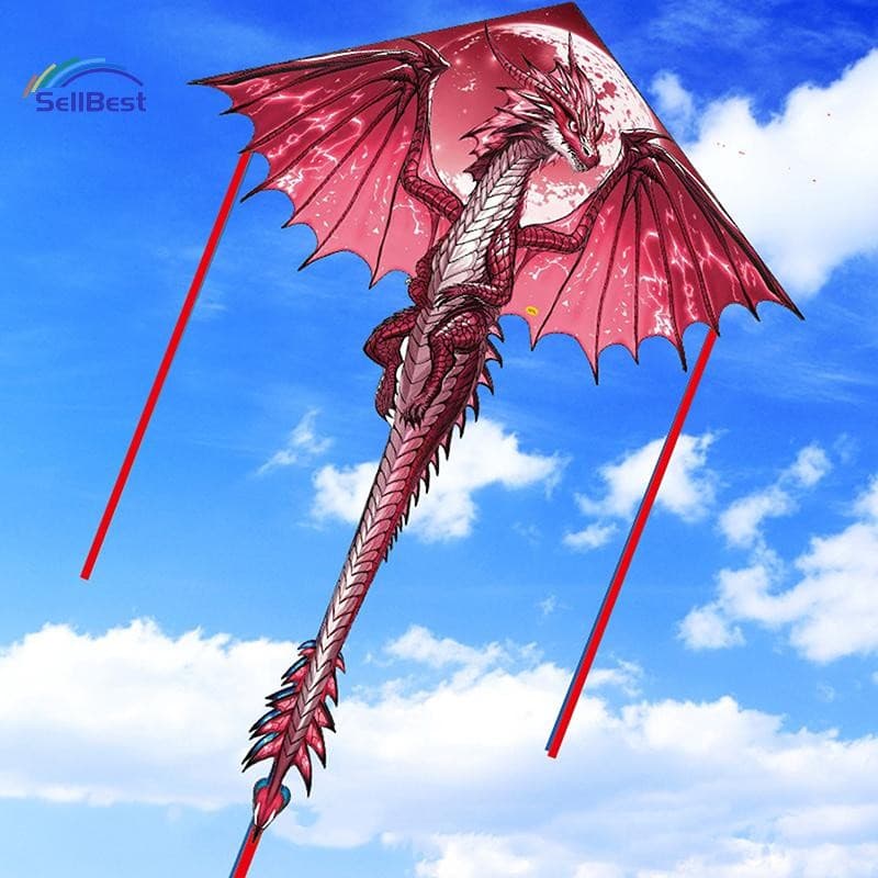 Sellbest 1 Peça 1.4M Grande Pipa De Dragão Para Crianças E Adultos Enorme Pterosaur Vem Cauda Fácil De Voar Pipas Ao Ar