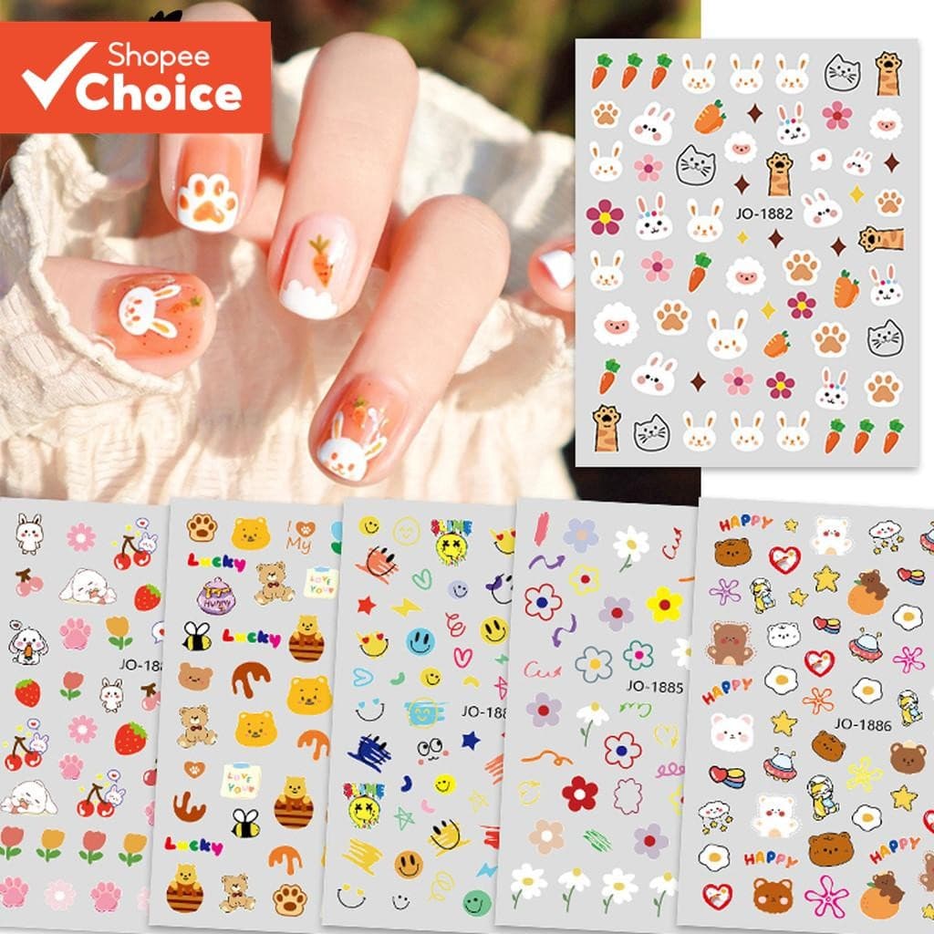 Monja Nail Art Sticker Holográfica Cenoura Urso Cartoon Decalque para Arte de Unhas