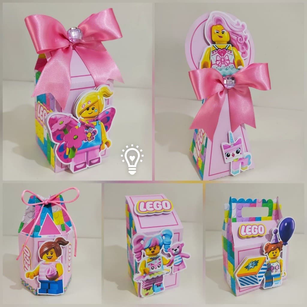 Kit Festa LEGO MENINA - Caixinhas Lembrancinhas Personalizadas PEGUE E MONTE