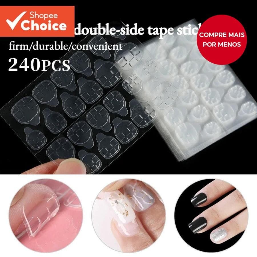 XEIJAYI 240Pcs Cola Transparente Geleia Dupla Face Adesivo De Unhas Patch Removível Manicure Acessórios Acabados