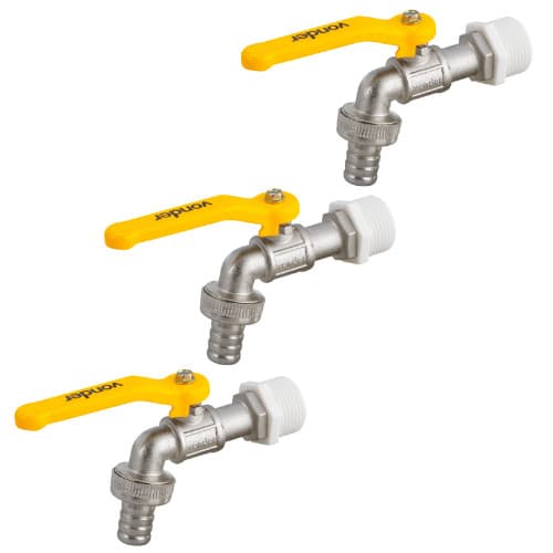 3 Torneiras com Esfera para Jardim e Tanque c/ Bucha Redução 3/4" para 1/2" - Vonder