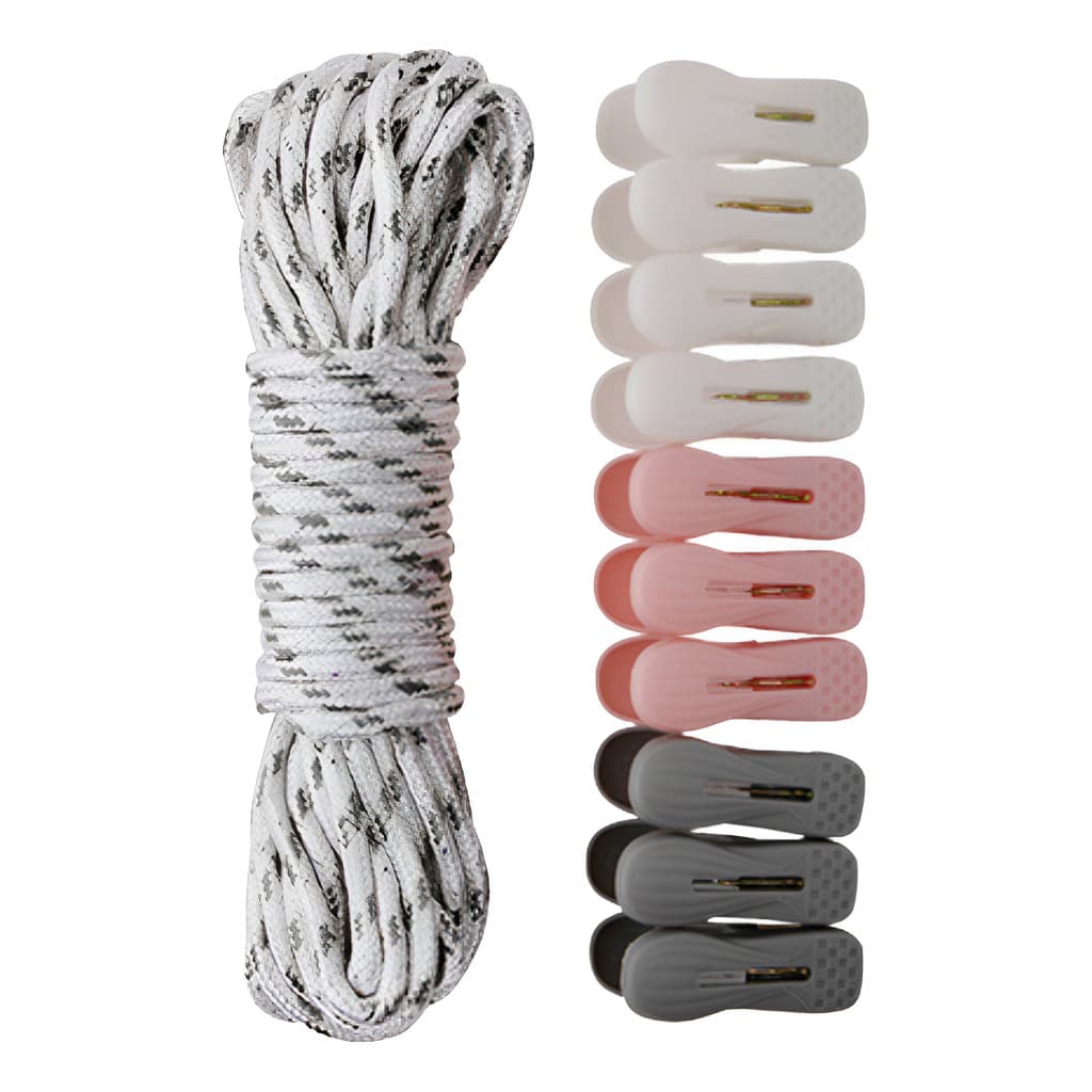 Kit Varal 10m Com 10 Prendedores De Roupa Lavanderia Muro Quintal