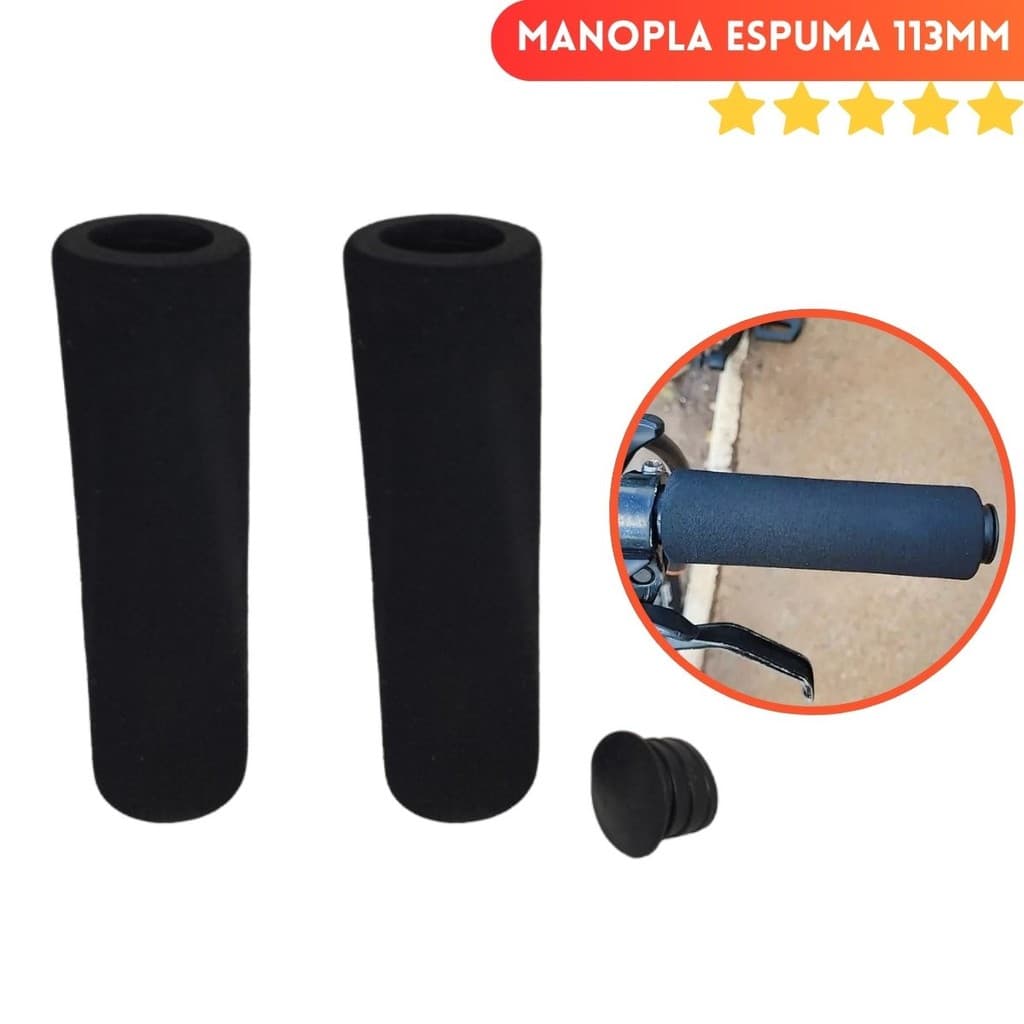 Manopla espuma MTB 113mm macia c/plug de guidão