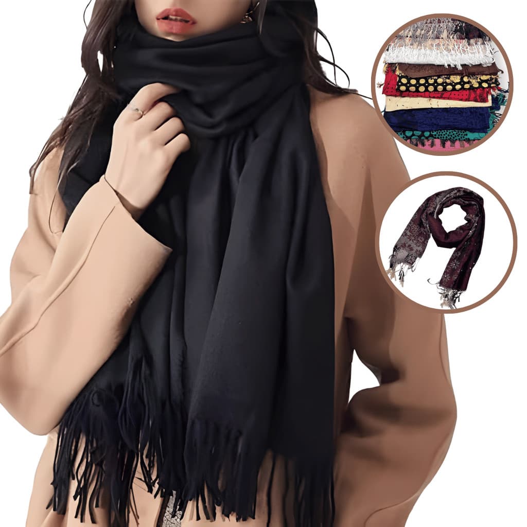 Cachecol Inverno Lenço Pashmina Xale Echarpe 180x65cm Varias Estampas Tecido Fino Unissex - Center