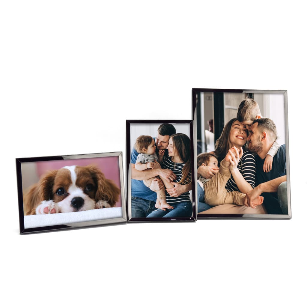 Kit 3 Porta Retratos 2 10x15 E 1 15x20 Cor Chumbo Em Metal