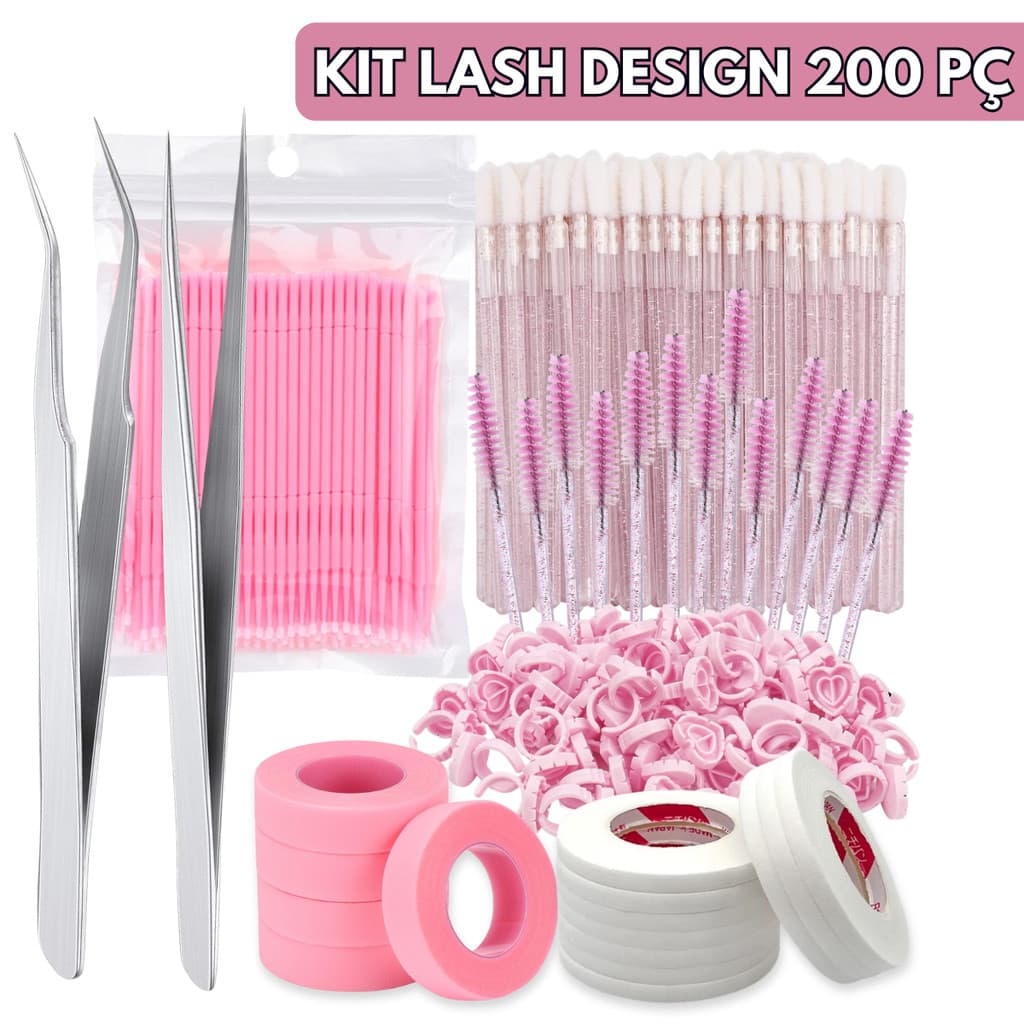 Kit Completo Extensão Cílios Profissional Fitas Escovinha Pinça Porta Colas - Escolha Seu Kit
