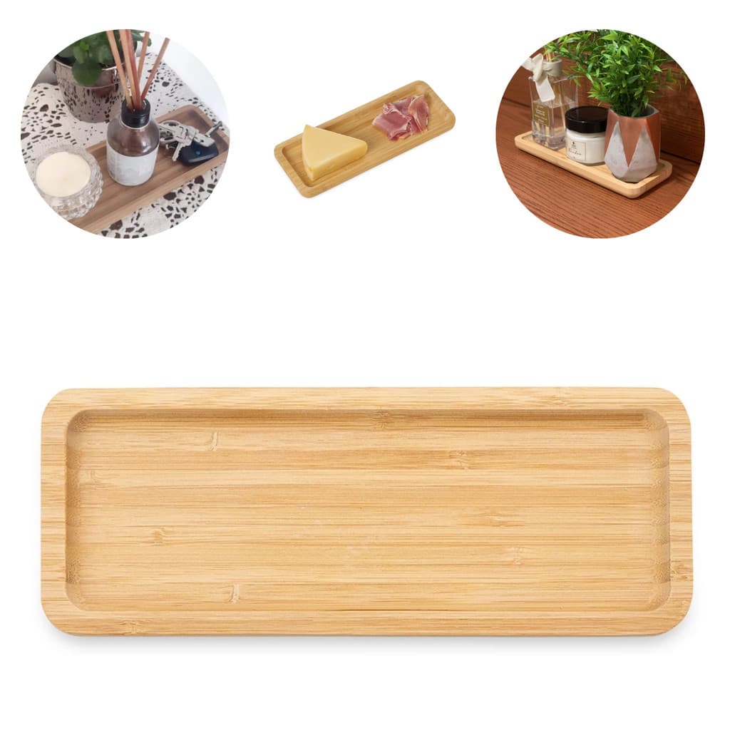 Petisqueira Bambu Retangular Petiscos Frios Queijos Eventos Churrascos Reuniões Decoração Casa Banheiro Cozinha - 26cm