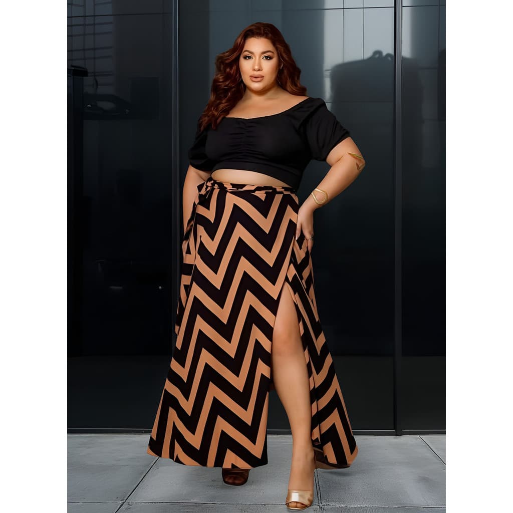 Saia Transpassada Envelope Plus Size  Promoção