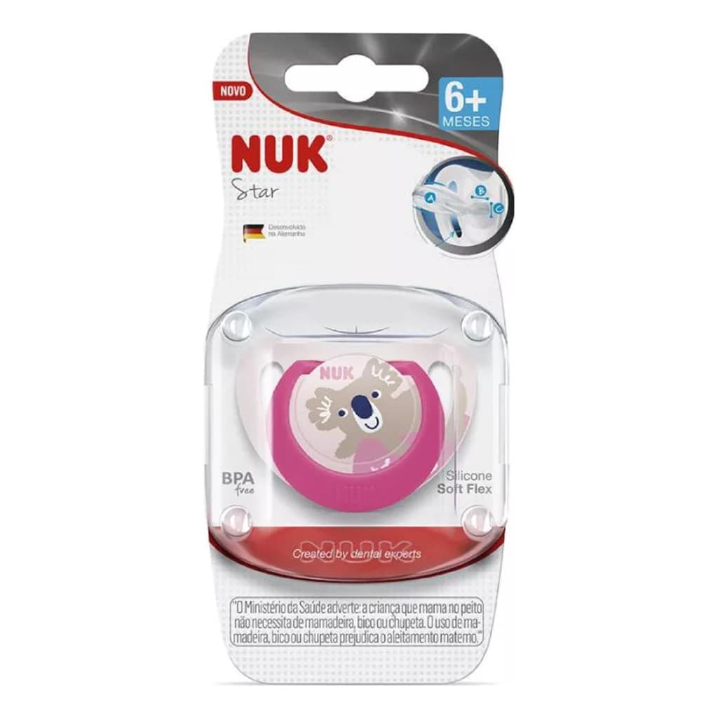 Chupeta Star Bico Silicone +6m Tam. 2 Rosa - Nuk