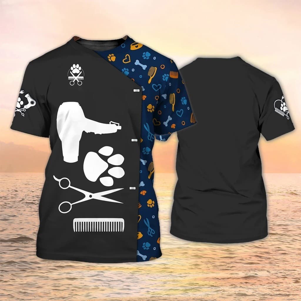 Pet Groomer Cat Camiseta Grooming Impressão 3D Roupas De Rua Homens Mulheres Moda Grande Role-Playing Top Uniforme