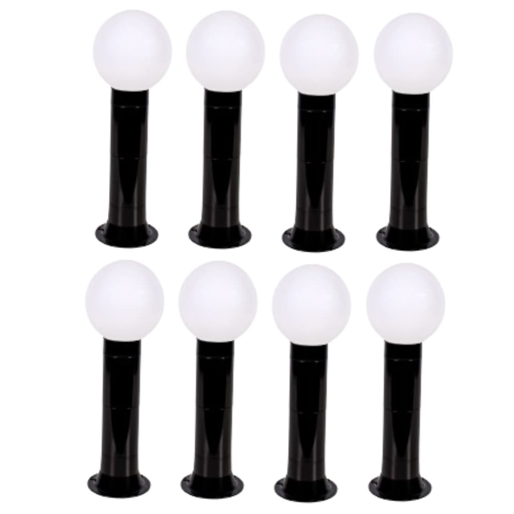 Poste Balizador Luminária Globo Jardim 55cm Preto Kit 8