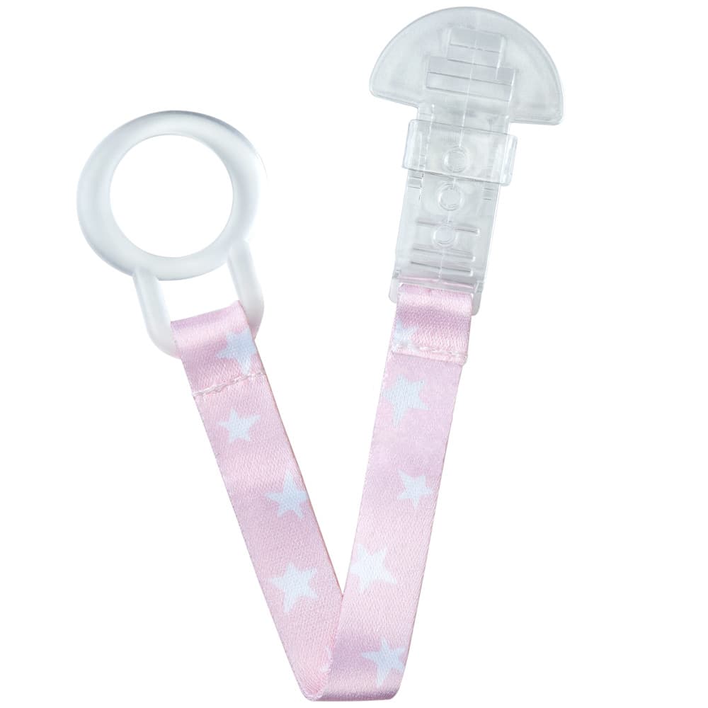 Prendedor de Chupeta Buba com Anel Adaptador de Silicone Serve  Chupetas sem Alça Estrela Rosa