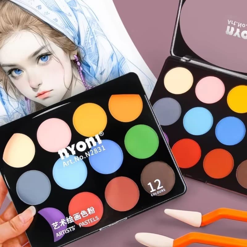 Nyoni Pastéis Artísticos Supermacios De 12 Cores Em Caixa De PVC , Pó Fino , Desenho , Mídia Mista