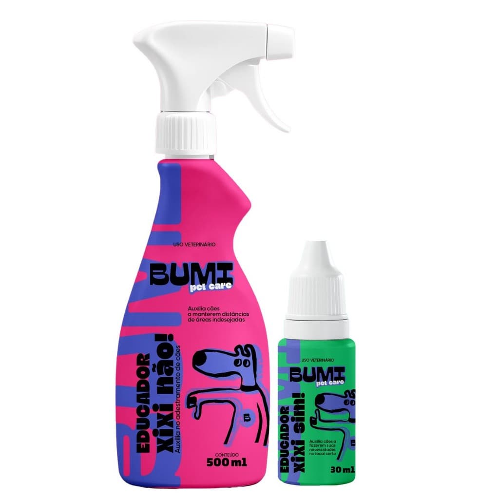 Kit Adestrador Xixi Stop + Xixi Aqui Bumi Pet 500 mL para Cães e Gatos