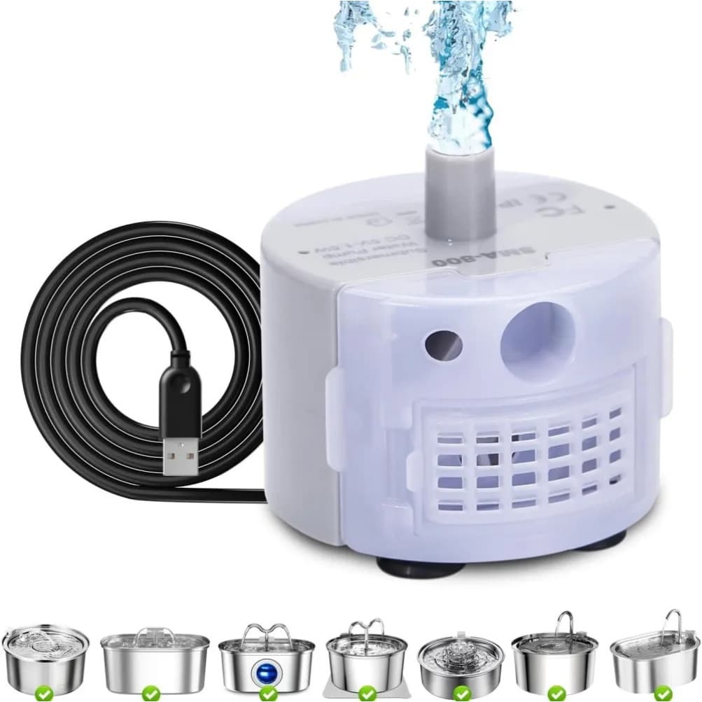 Bomba para Bebedouro de Gatos Bomba de Reposição para Bebedouros de Pet de Estimação Bomba de água Mute DC 5V/1A
