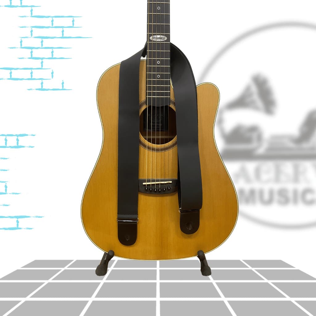 Correia Alça Básica Para Violão, Guitarra e Baixo Lisa Regulável Ponteira em Couro Duplo