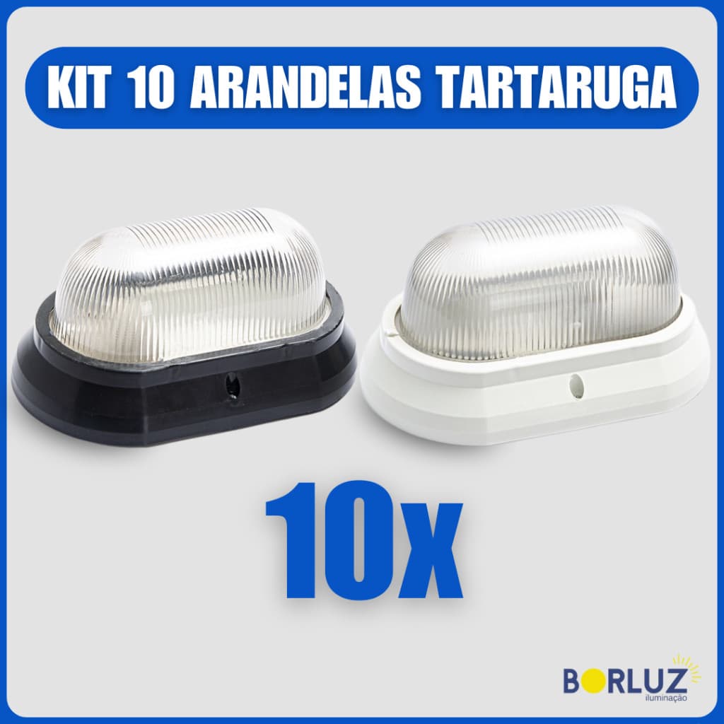 Kit 10 Luminárias de Parede Arandela Tartaruga Sem Grade Bivolt E27 Área Externa e Interna