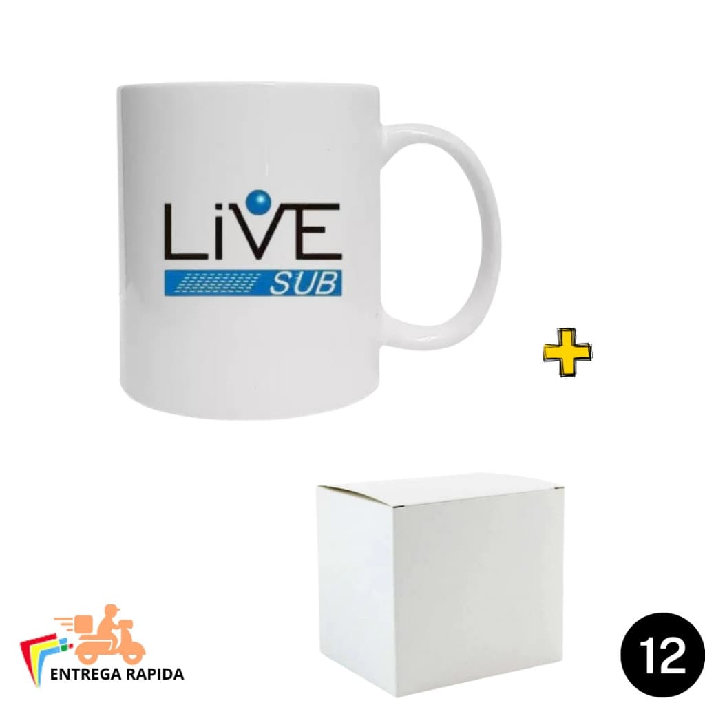 Caneca Branca Para Sublimação + caixinha 12un Live 325ml