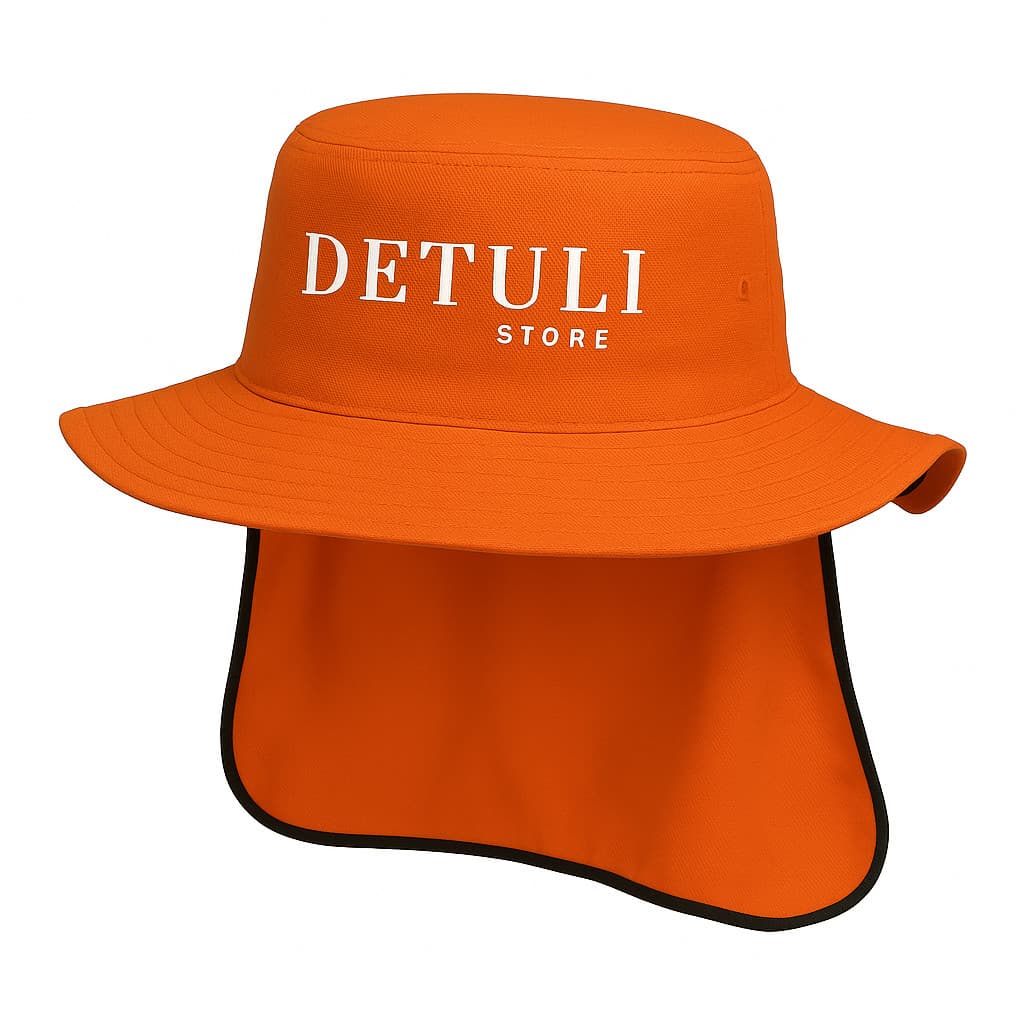 Chapéu Pescador Detuli Outdoor Com Protetor de Pescoço Laranja - Leve e Respirável