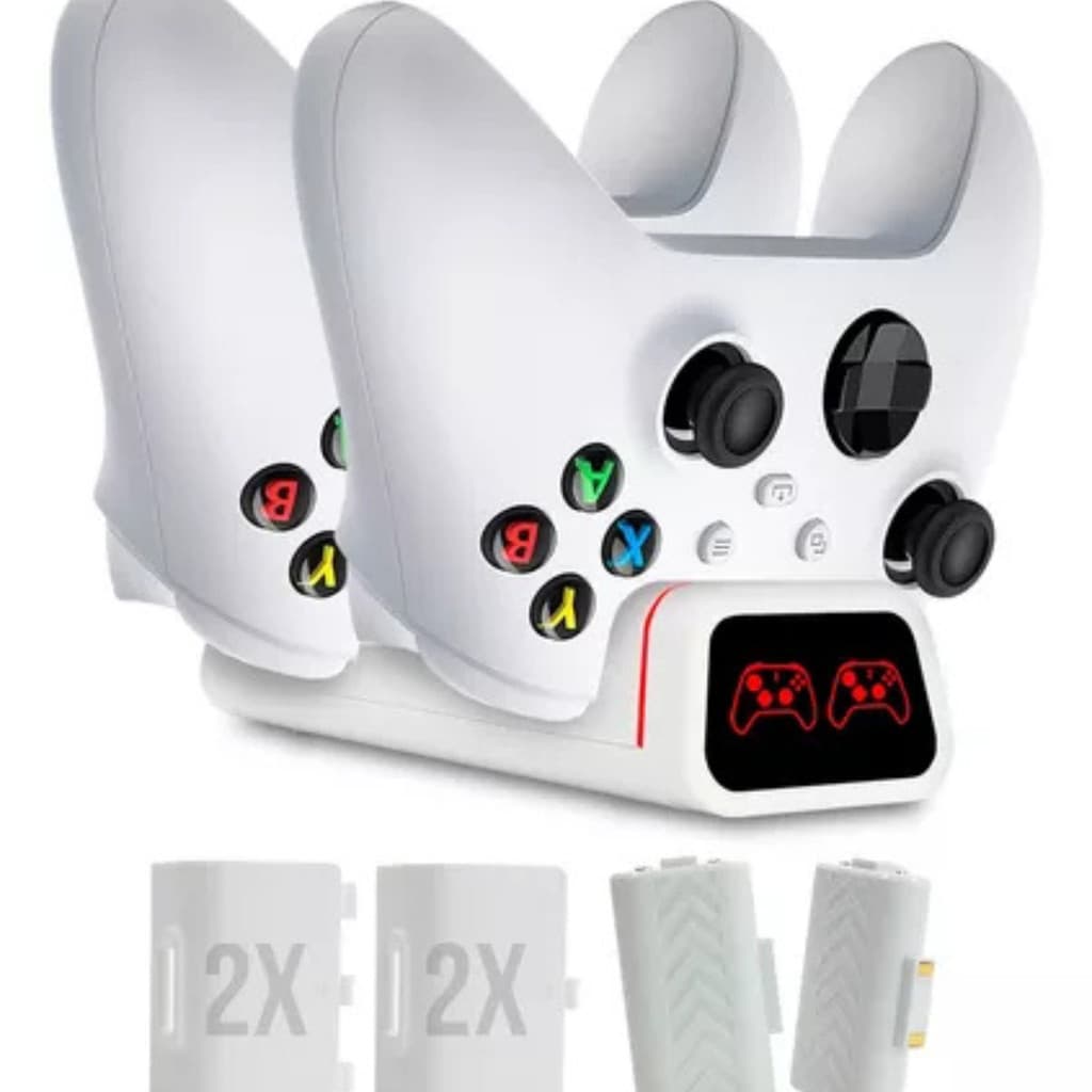 Base Carregador Controle Xbox Series S X Branco 2 Baterias